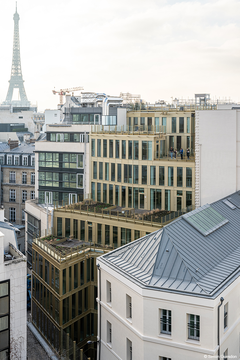 immeuble tertiaire structure en bois lamellé collé planchers CLT maison Bayard Paris
