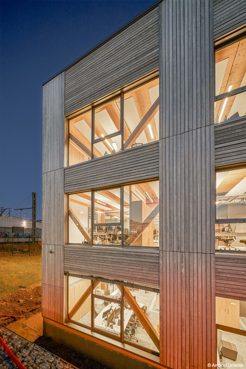 Lab Engie Crigen campus urban valley construction bois bois lamellé structure bois