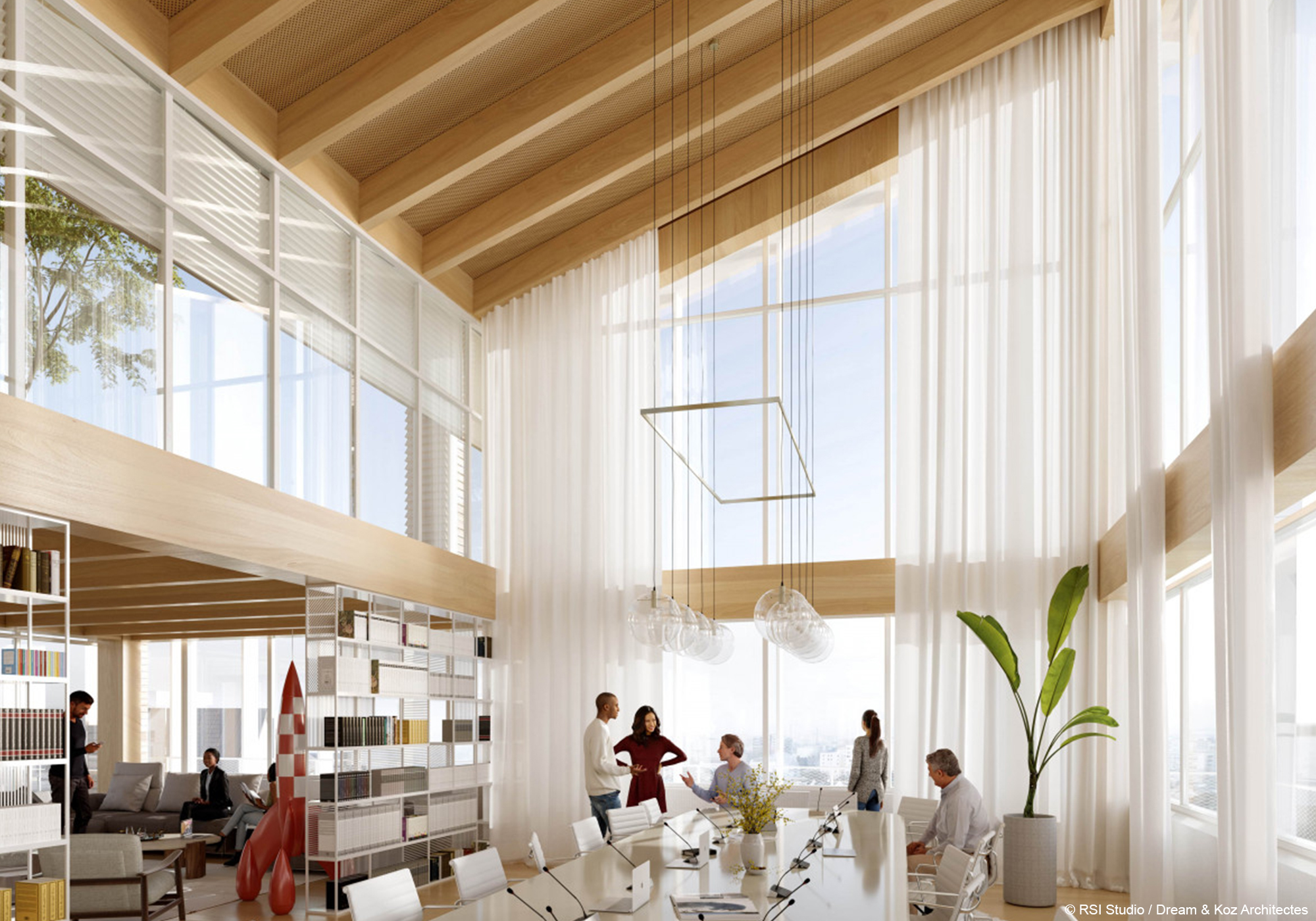 Construction du rectorat de Créteil bâtiment bois béton avec structure poteau poutre bois lamellé collé