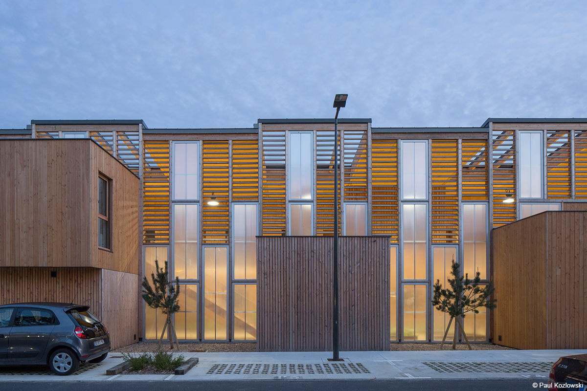 Logements participatifs en structure bois mixte charpente en bois lamellé planchers CLT et murs à ossature bois