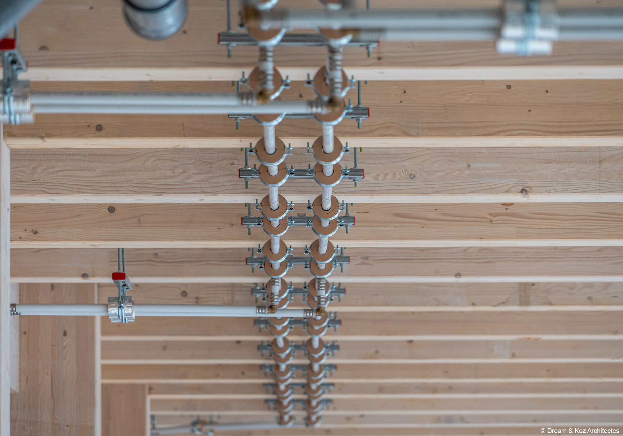 Construction du rectorat de Créteil bâtiment bois béton avec structure poteau poutre bois lamellé collé